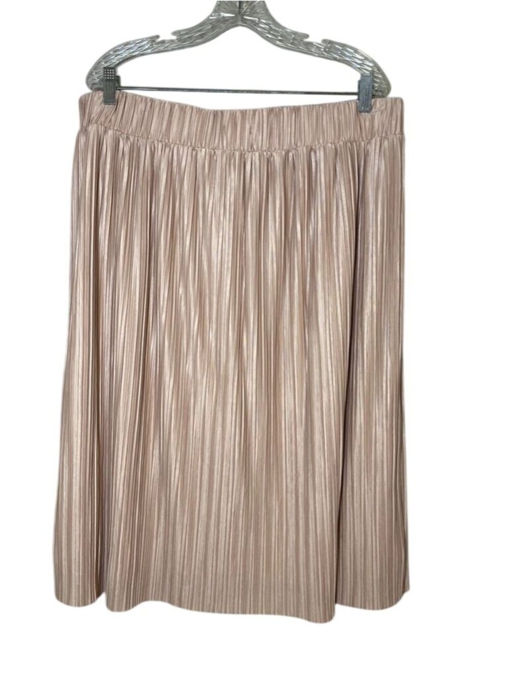 Neutral Crinkle Maxi Skirt Pink 2X Boho Indie Feminine Silky Classic Chic Retro‎